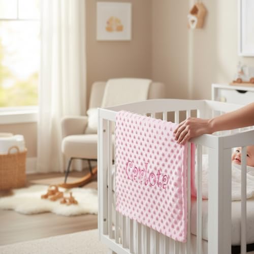 Miniatura 4 de Various Manta De Bebes 0.80 X 1.10 M Manta Para Recién Nacidos Personalizado Con Su Nombre Bordado, Mantitas Para Bebes Suave Y Confortable Cálida Niños Regalos Padres Primerizos Rosa