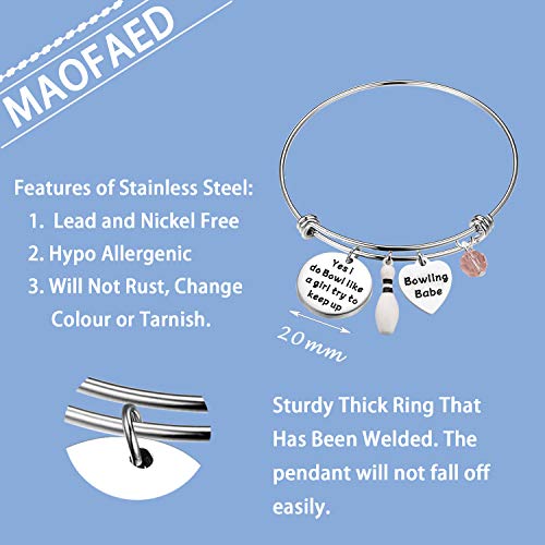 MAOFAED Bowling Ball Lover Gift Bowling Pin Charm Bracelet Bowling Coach Jewelry Bowling Gift for Bowling Players2
