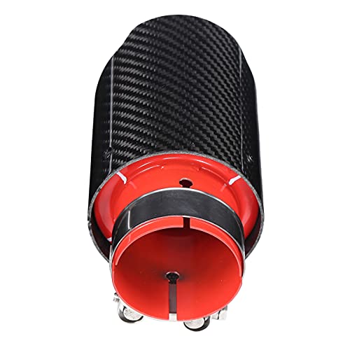 Car Exhaust Pipe Tail Throat, Universal Exhaust Tip Tail Throat, Glossy Carbon Fiber Red Pipe Straight 2.5In Inlet 3.5In Single Outlet For Tail Throat Exhaust Tip Stainless Steel Exhaust Tip Inlet #TOP1