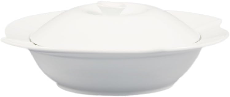 CAC China KSE-208 Kingsquare 8-Inch by 6-7/8-Inch by 1-1/2-Inch 10-Ounce Super White Porcelain Square Pasta Bowl with Lid, Box of 8