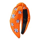 FEDANS HOUSTON ASTROS Knotted Headband for Baseball Game Day Hairband with Women Top Knot Turban Orange Navy Star Hair Accessory
