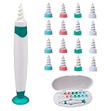 Q-Grips Limpia Oídos, kit limpiador para oídos, Limpiador de Cera de Oídos con Punta Suave en Espiral y 16 Puntas Remplazables de Silicona lavables Para la Higiene, Apto Para todas las Familias