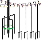 4 Pack 9.3Ft String Light Poles, Outside Metal Poles with Fork, Lighting Hanging Post Accessories for Patio Decor Garden Backyard Yard Front Porch Outside Decorations