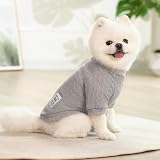 Winmany Pullover für kleine und mittelgroße Hunde und Katzen, Rollkragenkleidung, Chihuahua, Yorkie, Welpen, einfarbig, Grau, Größe M