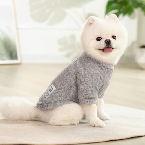 Winmany Pullover für kleine und mittelgroße Hunde und Katzen, Rollkragenkleidung, Chihuahua, Yorkie, Welpen, einfarbig, Grau, Größe M
