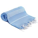 Turquoise Home - Großes türkisches Pestemal Badetuch Hamamtuch Saunatuch XXL Badetuch 100 x 180 cm Sauna Spa Yoga Strand Picnic dünn und leicht (blau, 1)