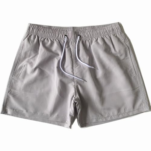 Sinzelimin Men's Swim Trunks Fashion Quick-Drying Solid Lace up Elastic Waist Beach Casual Board Shorts Knee Length Sweatpant4