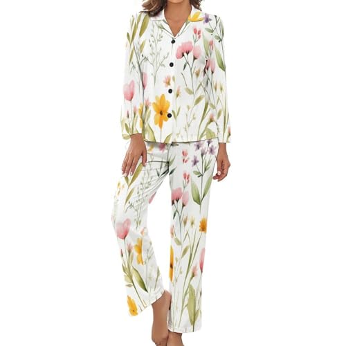 Ensemble pyjama mignon pour femme à fleurs aquarelle idéal pour des soirées cocooning douces