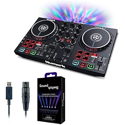 DJ Controller & DMX Bundle - DJ Set with Paty Lights, Audio Interface and USB Connectivity Numark Party Mix II & SoundSwitch Micro DMX Interface