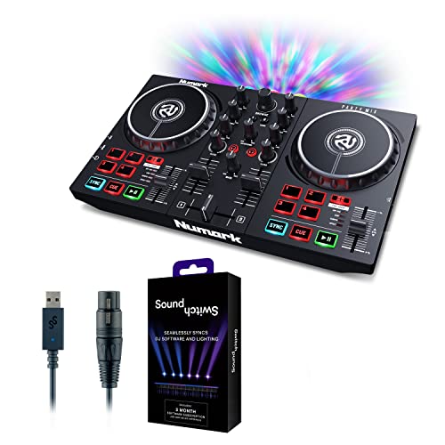 Image of DJ Controller & DMX Bundle - DJ Set with Paty Lights, Audio Interface and USB Connectivity - Numark Party Mix II & SoundSwitch Micro DMX Interface