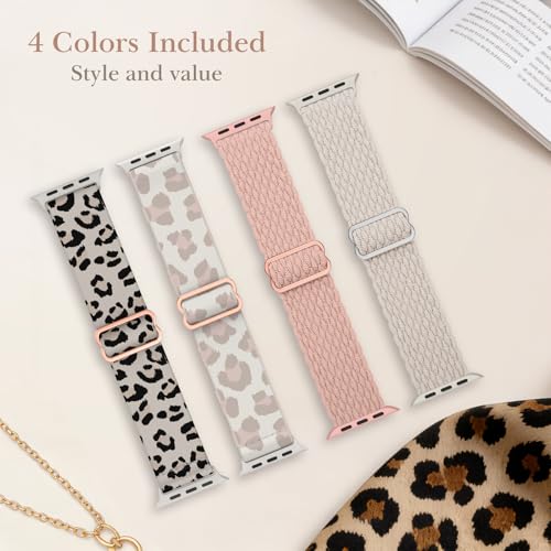 Image of Delidigi Stretchy Bands Compatible for Apple Watch Band Women 40mm 38mm 41mm 42mm 44mm 45mm 46mm 49mm, Nylon Braided Straps for iWatch Series 11 10 9 8 7 6 SE 5 4 3 Ultra 3 2 1