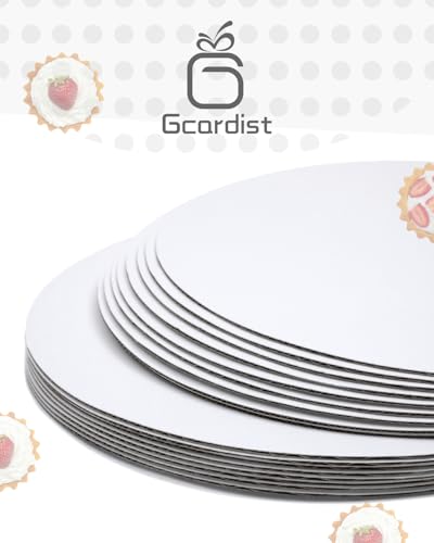 Gcardist 25 Stück Weiße Kuchenbretter Rund 17.5 cm Kreise Runden Basis Lebensmittelqualität Pappe Kuchenplatte (Dünner, aber stärker,7 inch)