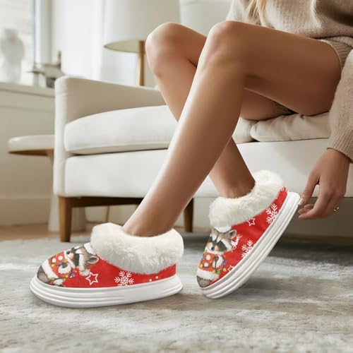 Slippers for Women Fall Winter Breathable Comfort Non Slip Cotton Shoes Elastic Warm Fluffy Slides for Travel US Size 5-14 White Sole3