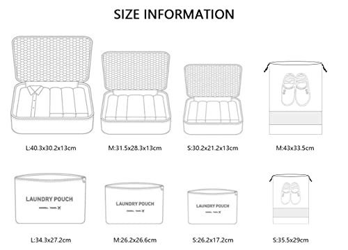 Vicloon Set Di Organizer Per Valigie, 8 In 1Organizer Valigia, Viaggio Accessori Utili, Travel Bag Per Vestiti, Scarpe, Cosmetici Deposito Classificato, Packing Cubes Organizer Viaggio Salvaspazio - 4