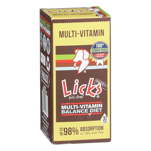 Licks Multi-Vitamin - Daily Nutritional Support for Puppies, Adults & Seniors - Canine Multivitamin with Calcium, Vitamin A, D, E & B12 - Pill-Free Gel Packets - 30 Packets