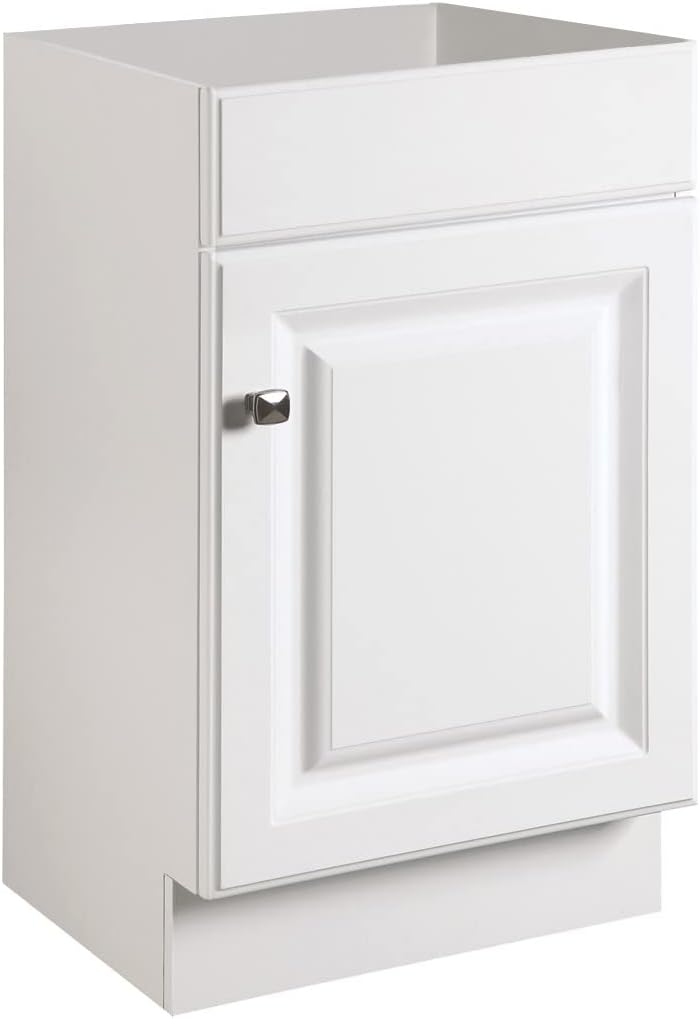 Design House 597112 Wyndham 18 Inch Unassembled 1-Door Bathroom Vanity without Top, White