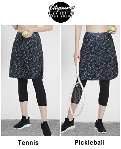 Cityoung Capri With Skirt Attached For Women Athletic Skirt With Leggings Skirt Leggings Modest Skirt Leggings For Women Floral Xl #TOP2