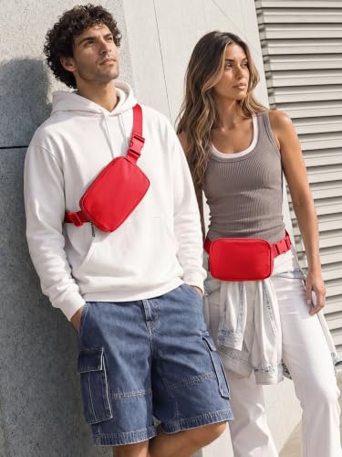 Image of ODODOS Unisex Mini Belt Bag with Adjustable Strap Small Fanny Pack for Workout Running Traveling Hiking, Red