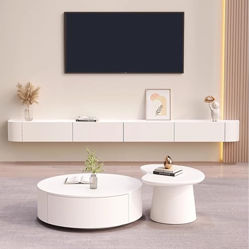 Support TV flottant grand format avec rangement intégré chic