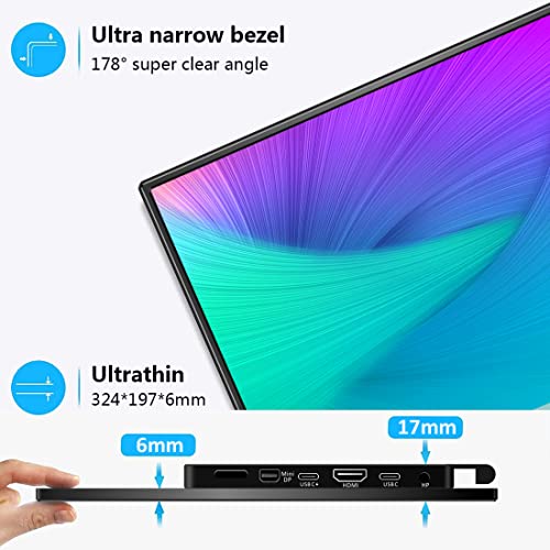 Image of 4k Portable Monitor, 14 Inch Portable Monitor USB C, 10-Bit Adobe 95% HDR Game Display with USB C /HDMI /Mini DP Compatible with Laptop /Game Console /PC /Surface
