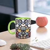DZBDWZXH Green Ceramic Coffee Mugs 11oz, (Pebble Stone) Print Restaurant Coffee Mug for Coffee,Cappuccino,Tea,Cocoa,Cereal - Image 7