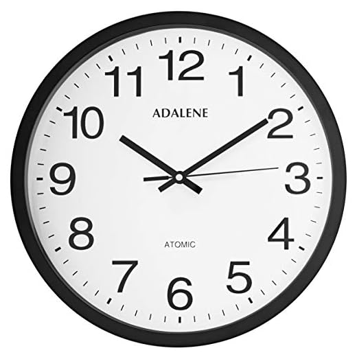 Adalene 12 Inch Large Atomic Wall Clock Analog Display - Vintage Black Wall Clock Atomic Movement - Battery Operated Modern Wall Clock for Office, School Classroom, Kitchen, Bedroom, Bathroom, Outdoor