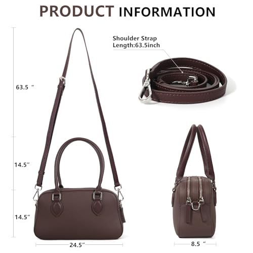 Bolso de cuero genuino para mujer, satchel pequeño con asa miniatura 3