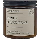 Honey Spiced Pear Candle | Amber Double Wick Handcrafted 16oz Candle Jar | Arctic Wicks Natural Coconut Beeswax Candles | 100% USDA Certified Biobased, Handmade, Premium Waxes, Non-Toxic