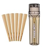 Free Boy Transparent Herb & Spice Grinder,Grinder Roll Pack with Cone Loader - Grinding Filling Sifting and Storage All In One System Including 6 Pre Rolled Cones