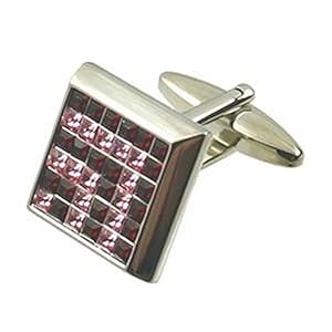 Manchetknopen Leo Roze & Rood Kristal Manchetknopen voor mannen + Handgemaakte Zwarte Pouch