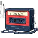 AirPods Pro 2 Case Cover, KOREDA Funny Cassette Tape Design Case for Airpods Pro 2nd Generation/1st Generation (2023/2022/2019), Cute Cartoon Fashion Silicone Protective Case for Women Men (Blue)