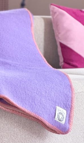 JOWOLLINA WoolOnly Doubleface Wendedecke aus norwegischer Wolle 130×200 cm (Lilac-pink) – Bild 4