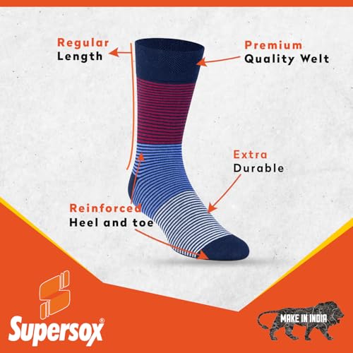 Image of Supersox Formal /Office Calf Socks for Men Combo, Made With Breathable, Anti Odour & Moisture Absorbent Combed Cotton (Pack Of 3)