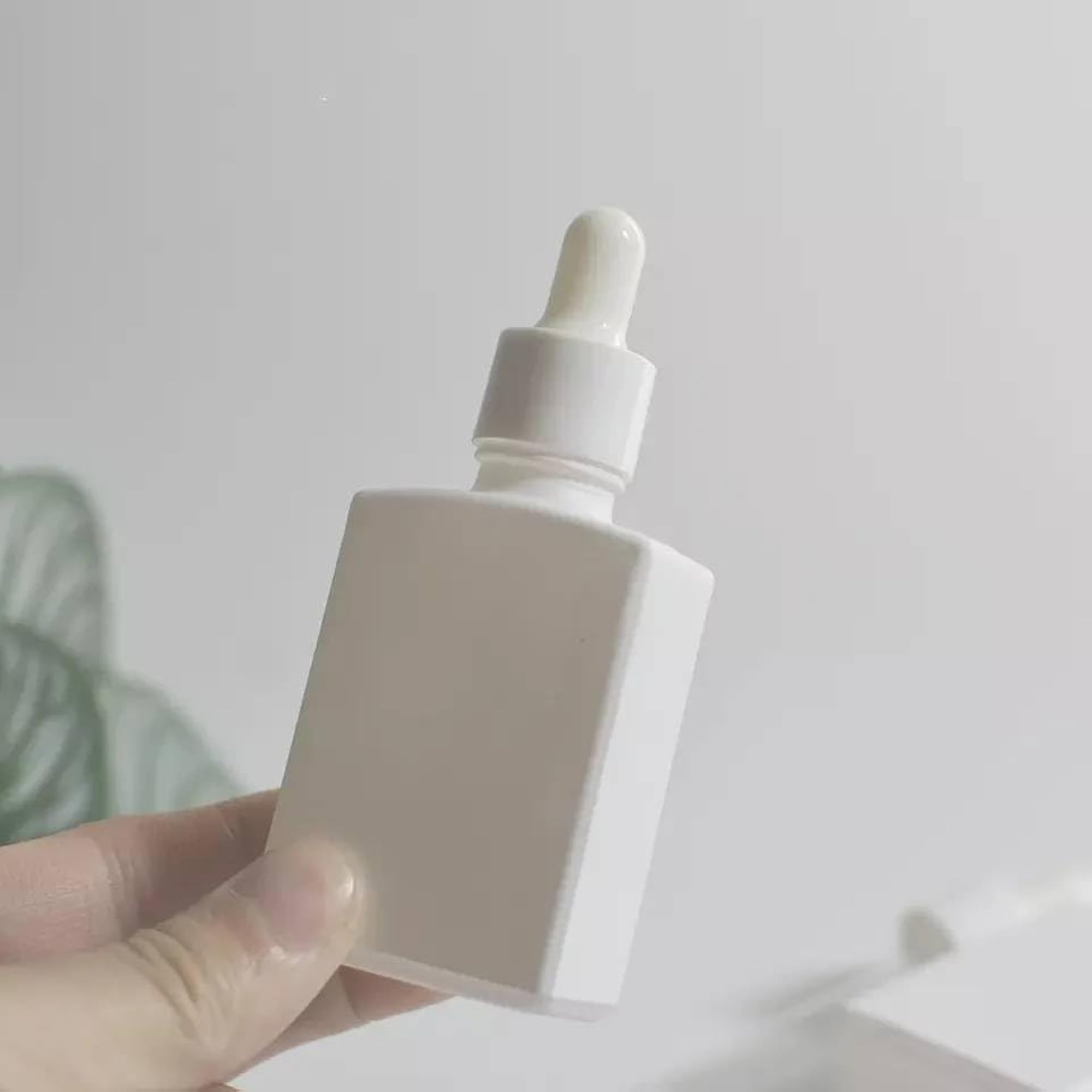 Matte White Glass Serum Bottles, 30ml Square Dropper Set