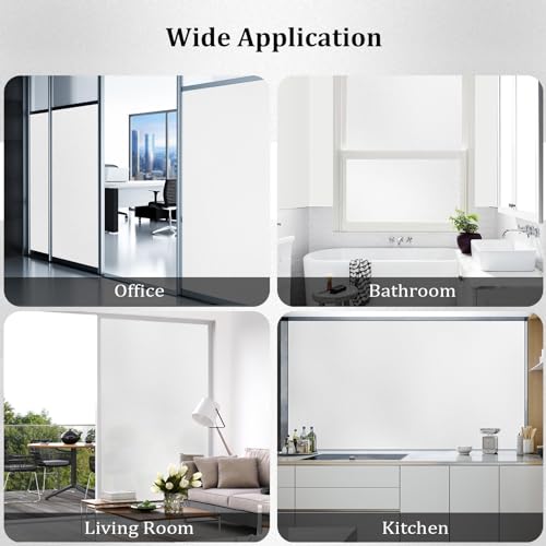 Coavas Window Films for Privacy Window Film Frosted Static Cling Non Adhesive Vinyl Sticker Sun Heat Blocking Window Coverings for Bathroom Home Office Door 23.6x78.7 Inch,60x200cm, Pure Frosted by Coavas - Image 7