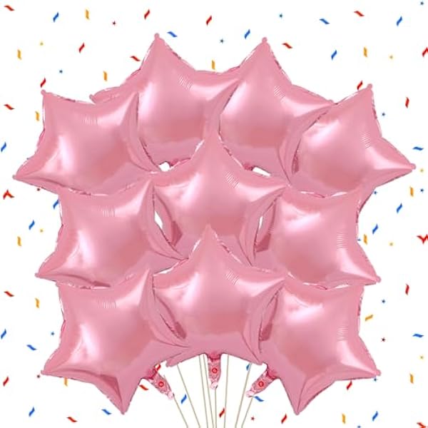 10 Pack Pink Star Balloons - 18 Inch Star Shaped Foil Balloons for Christmas Birthdays Father's Day Engagement Wedding Baby Shower Party Decorations