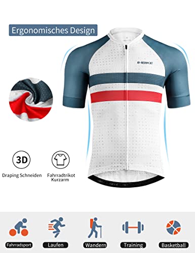Foto von INBIKE Fahrradtrikot Herren mit 3 Taschen Radtrikot Rennrad Trikot Sommer Hochelastisch Atmungsaktiv Schnell Trocknen für Radsport Outdoor Weiß XL