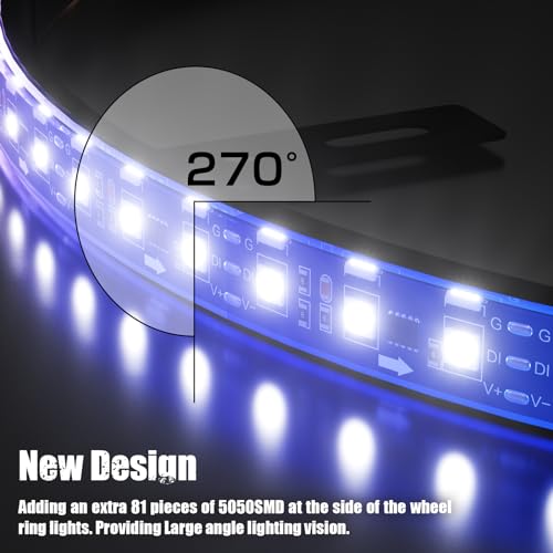 SUNPIE Wheel Lights for Truck, 15.5inch Universal RGB Sequential Rim Light for Car - Wide Angle Lighting Turn Signal Brake Light, APP Remote Control, NOT SUNPIE APP by SUNPIE - Image 2