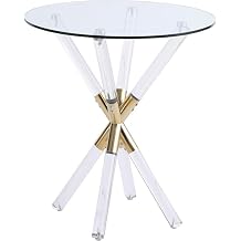 Meridian Furniture Mercury Acrylic and Gold Metal Glass Top End Table