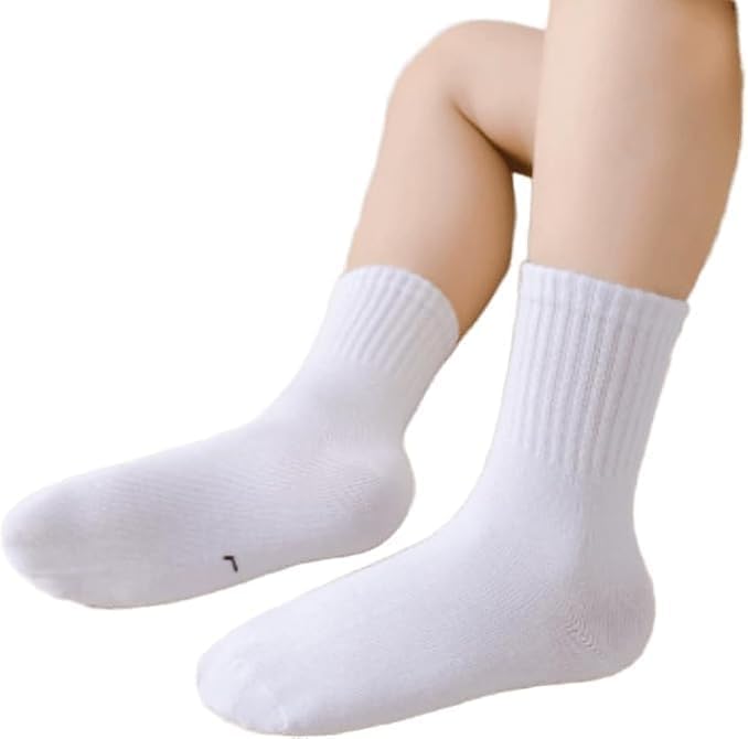 5 Pairs Unisex School Kids Soft Cotton White Athletic-Socks for 5-10 T image 4