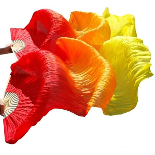 Ventilateur de danse de 1,8 m de long pour performance sur scène avec 16 os de ventilateur, rouge (rouge)
