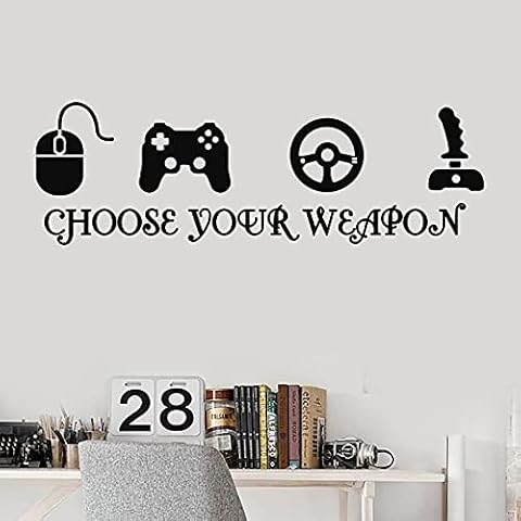 QIANGTOU Gamer Vinyl Wall Decal Quote Video Game Play Room Wall Stickers Removable Art Mural Choose Your Weapon Wall Sticker 34x105cm Cover