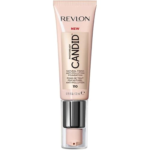 Revlon PhotoReady Candid Natural Finish Foundation, with Anti-Pollution, Antioxidant, Anti-Blue Light Ingredients, 110 Porcelain, 0.75 fl. oz.