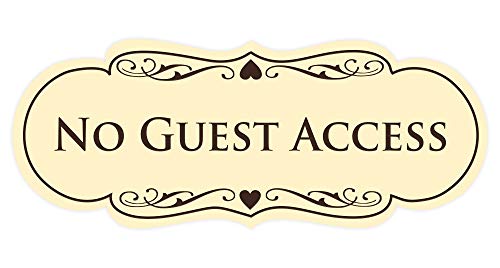 All Quality Designer No Guest Access Wall or Door Sign - Ivory/Dark Brown - Small (1 Pack)