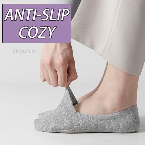 CHUNFO Mens No Show Socks Flat Cotton Non Slip Grips Invisible Loafers Sneaker Sock Footie Breathable Size 5.5-10.53