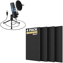 TONOR TC-777 USB Microphone and 4-Pack Bilayer Acoustic Panels Large Self-Adhesive, Computer Cardioid Condenser PC Gaming Mic with 48 * 24 * 0.72 Adhesive Wall Panel