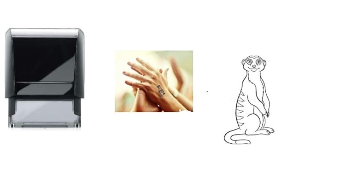 Meerkat - Hand Stamp - Fun Stamp Ideal for Events, Pubs, Concerts, Festivals Parties etc with Safe Water Based Ink That Easily Washes Off Black Ink 25mm