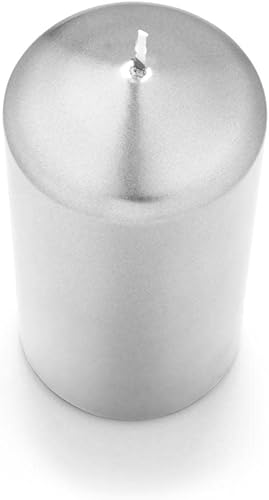 Miniatura 4 de Bask - Juego de velas de pilar con cono metálico de 3 x 6 pulgadas, sin goteo, sin perfume, en plata metálica para decoración del hogar, relajación