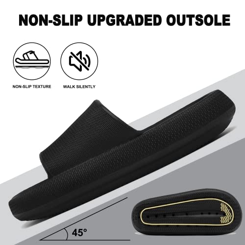 Geweo Cloud Slippers For Women Men Pillow Slippers Thicken Sole Cloud Cushion Slides Super Comfy Soft Foam House Slides Non Slip Shower Sandals Platform Black Slides Unisex 6.5-7.5Women/5.5-6.5Men #TOP2