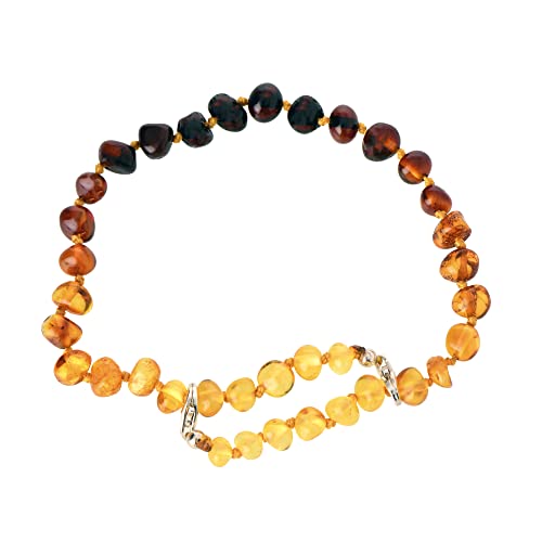 Genuine Raw Baltic Amber Adult Anklet, Adjustable 7.5~9.5Inches (19-24Cm) (Raw Rainbow) #TOP5